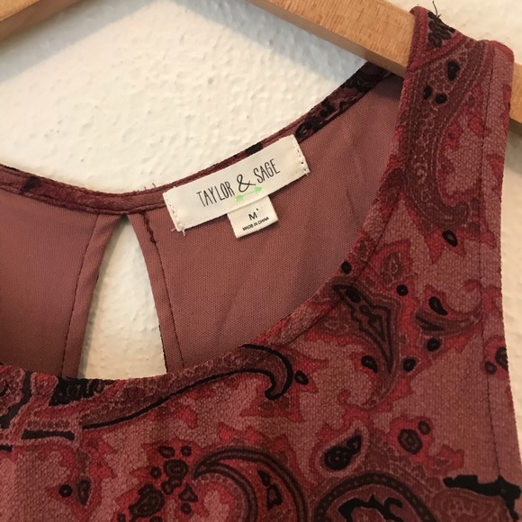 TAYLOR & SAGE bohemian mauve print flowy dress - Picture 2 of 4